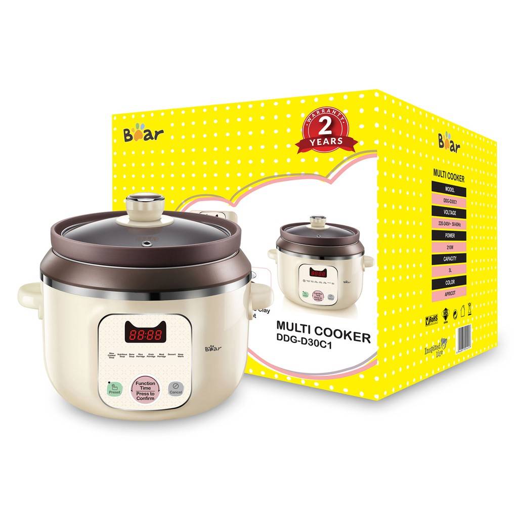 Bear MultiFunction 8 Menus Electric Slow Cooker (3.0L) DDGD30C1